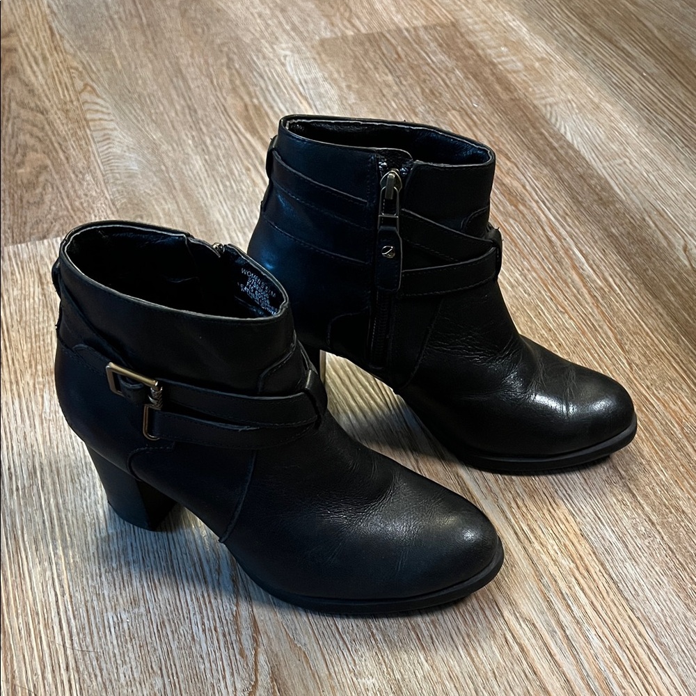 Sperry Top-Sider Black Leather Heeled Ankle Boots - Women Size 5.5 M